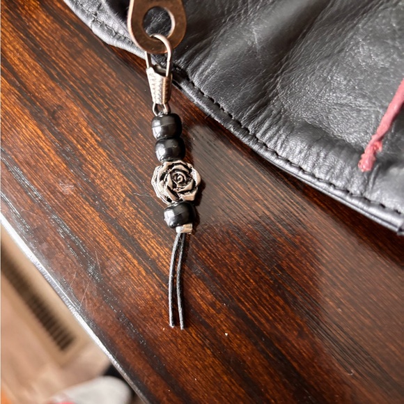 Black Leather Jacket with Red Accents - Picture 3 of 5